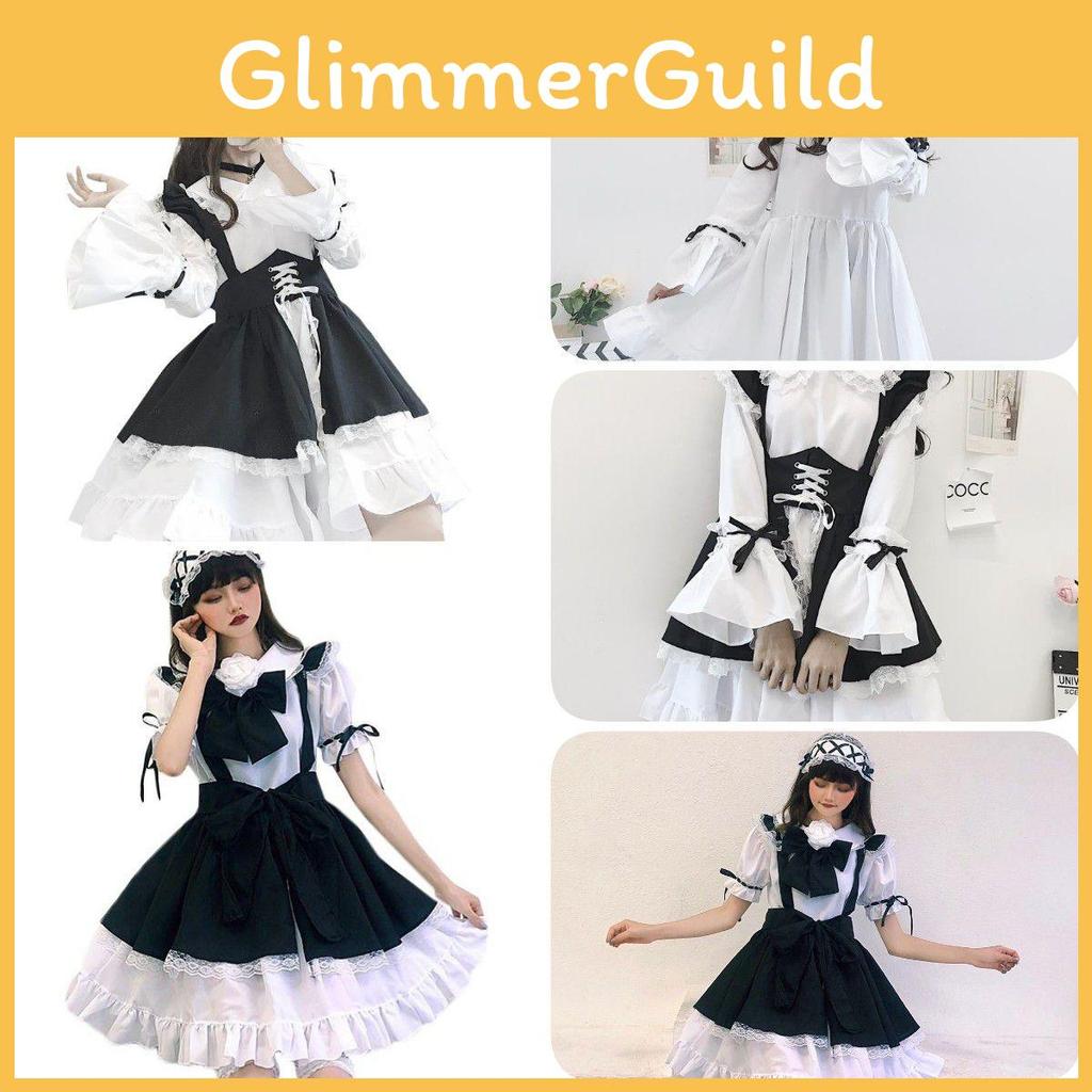 Lovely Black And White Lolita Dress Maid Costume With Comfortable Fabric For Parties