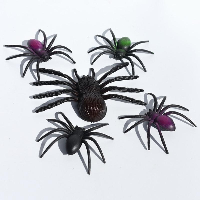5Pcs Portable Faux Spiders Party Supplies Easy Indoors Outdoor Halloween Decoration Halloween Party Supplies