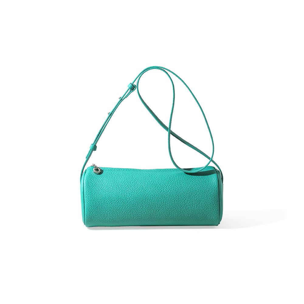 Simple Style Genuine Leather Bag Women's Fashionable Commuting Round Bag Trendy Crossbody Bag