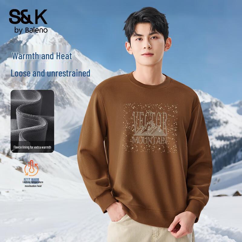 

Baleno S&K Men s Winter Loose Fit Crew Neck Fleece Lined Sweatshirt 3XL