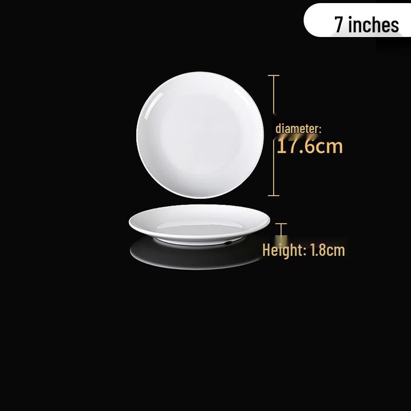 7-inch White Melamine Shallow Round Plate