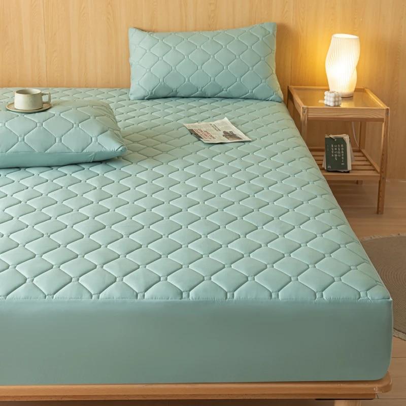 Wasserdichtes Spannbetttuch, verdickter elastischer Matratzenbezug, Bettwäsche, Tagesdecken für Doppelbett, King-Size-Bett, Matratzenauflage-Schutz