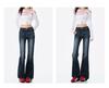 Blue-Gray Low-Waisted Slim Fit Flared Jeans for Women - Autumn Design