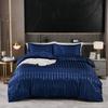 Satin Faux Silk Striped Duvet Cover Set High-Quality Solid Smooth Summer Cooling Comforter Sets Adult Soft Bedclothes for Home