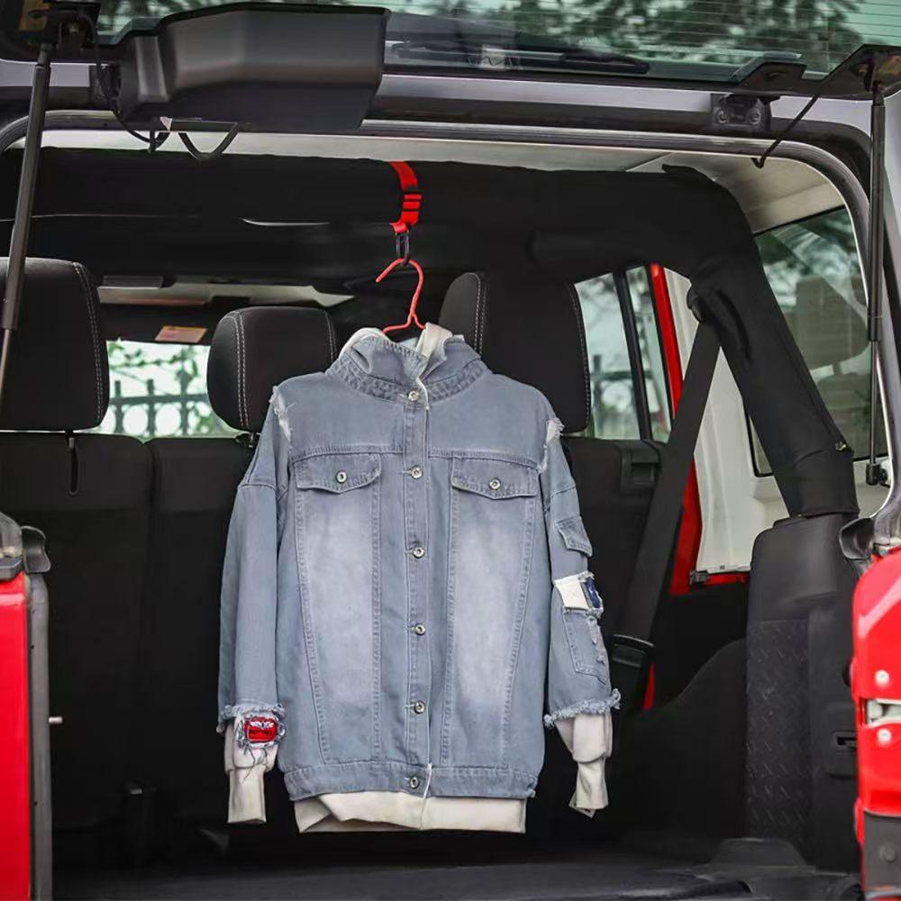 Kleiderbügel für Kindersitz: Offroad-Haken & Aufbewahrungsgurt