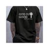 European Size God, Great Letter Print Round Neck Popular Short Sleeved T-Shirt, Daily Style Fashion Clothing, Summer Men's Top, Outdoor Wear