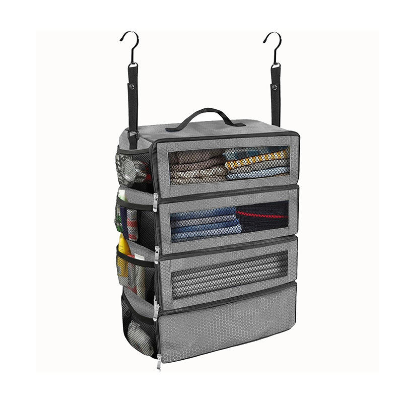 Large Capacity Foldable Multifunctional Clothing Storage Bag Wardrobe Hanging Clothing Storage Bag Multi-layer Storage серый 3759₽