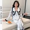 1111 New Pajamas Women's Spring and Summer Ice Silk Long-sleeved French Lapel Suit Can Be Worn Outside High-end Loungewear