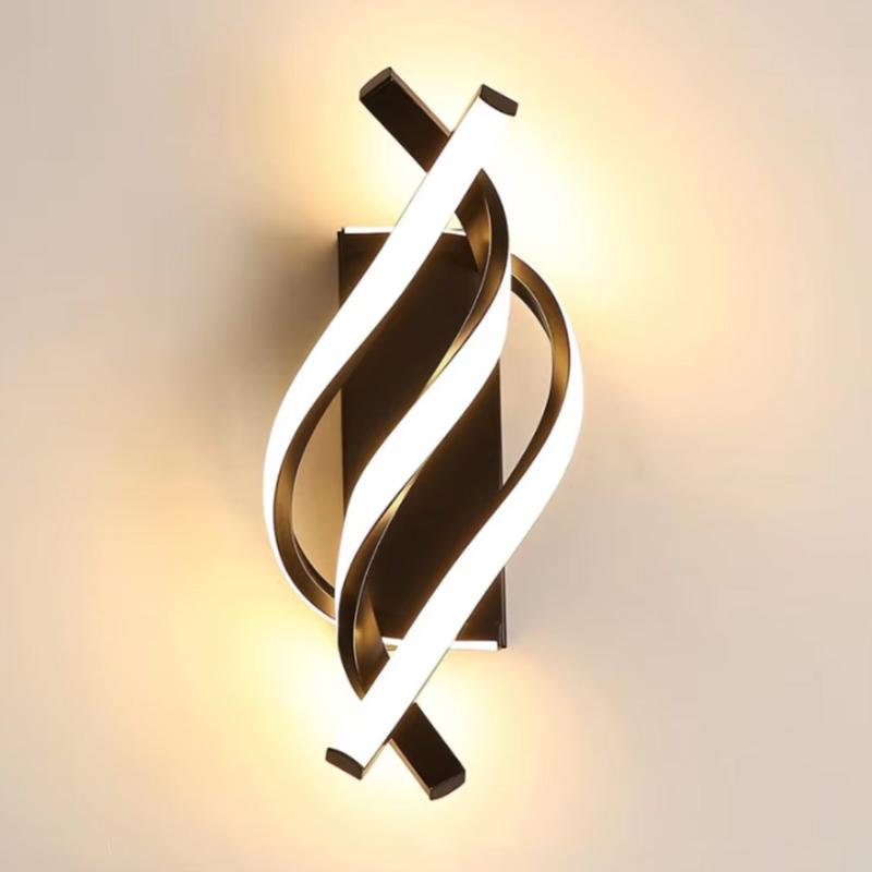 Curved Spiral Design LED Wall Lamp for Bedroom Bedside Corridor Living Room Staircase Corridor Lighting Fixture Home Decor Light