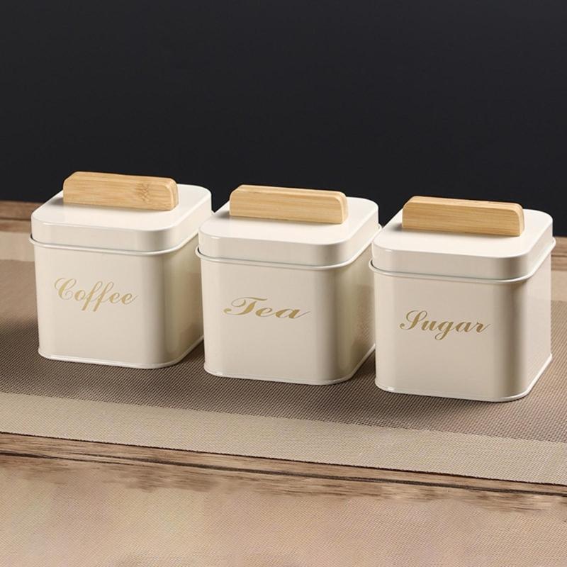 Tees Kaffee Süßigkeitenbehälter mit Bambusdeckel für Küchentheke Multifunktionales versiegeltes Vorratsglas für trockene Lebensmittel