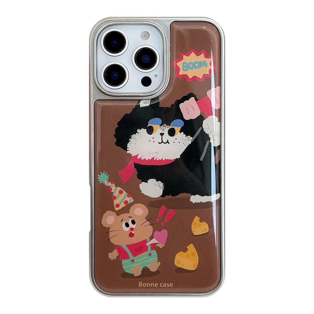 Cheese Cat Suitable for 15pro Max Mobile Phone Case Apple IPhone 16 Electroplated Drip Glue 13 Hard 14 Huawei