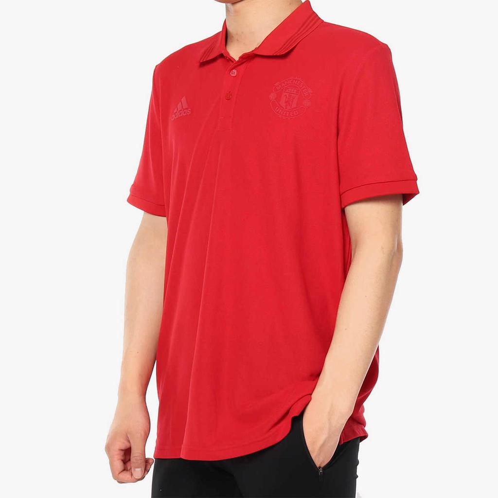 Adidas MUFC Solid Color Casual Comfortable Soft Short Sleeve Polo Shirt Men tops Red CE6521