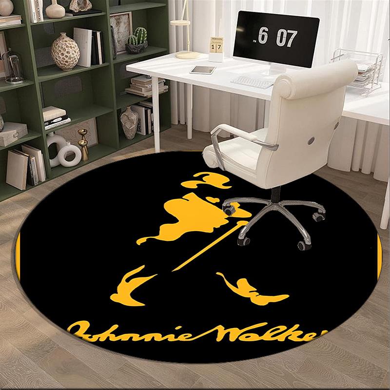 Johnnie Walker Round Rug for Livingroom,Bedroom, Palyroom, Chair Rug, Area Rug, Circle Carpet, Fan Christmas Gift
