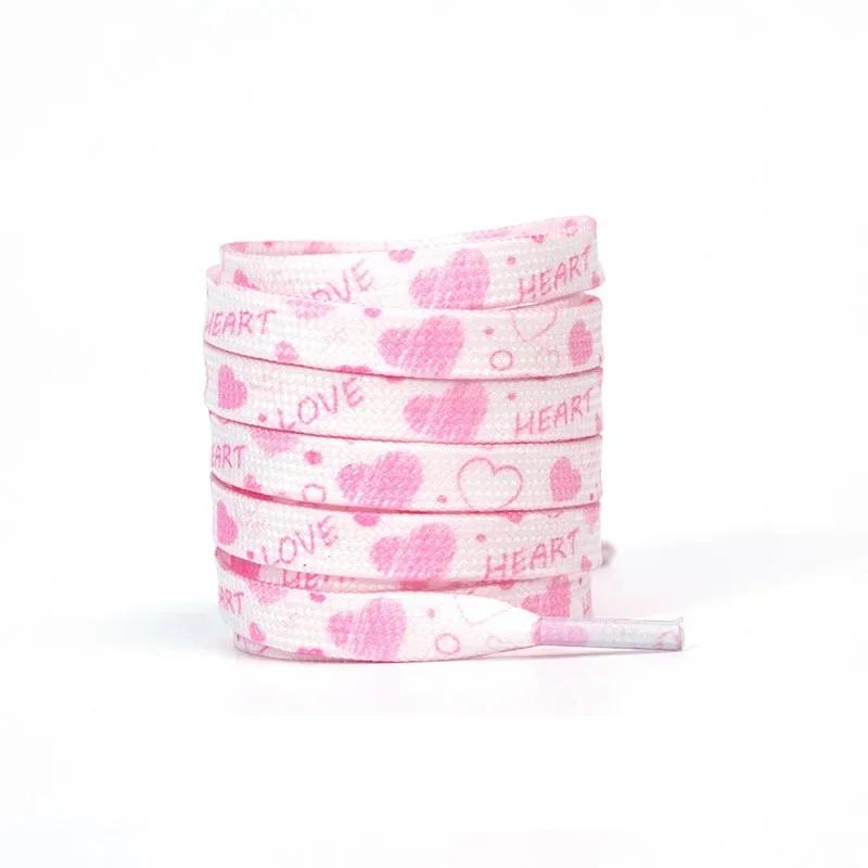 NEW Flat Pink Love Shoelace Personalized Valentine's Day Heart Shoelaces Rope Couples High Canva Sports Shoes Shoe Laces for AF1