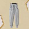 High-waisted Women's Trousers Thickened Plus Size Autumn Winter Solid Coloured Simple Loose Leisure Warm Drawstring Trousers