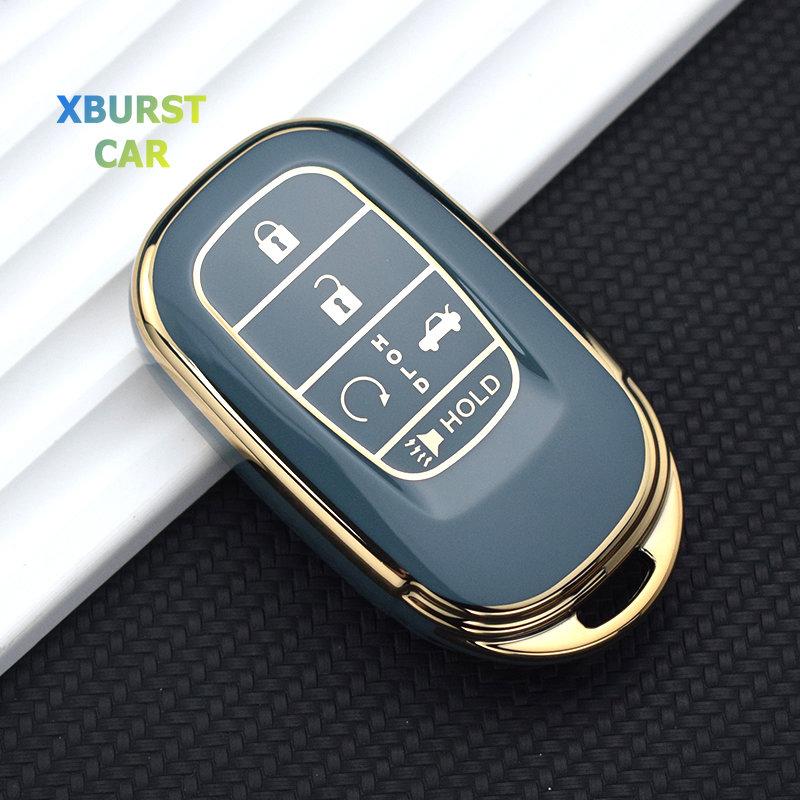 For Honda Civic Accord Hr-V Cr-V Crv 5Buttons Auto Shell Fob Holder Tpu Car Key Case Cover Keychain Accessories