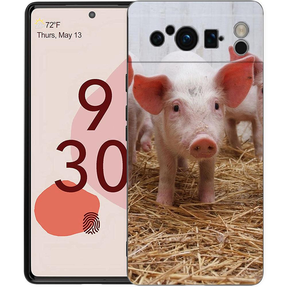 

Cute little Pink Pig Phone Case For Google Pixel 9 8 7 6 Pro XL 8A 6A 7A 5G Soft Shockproof TPU Black Cover Fundas Google Pixel 6
