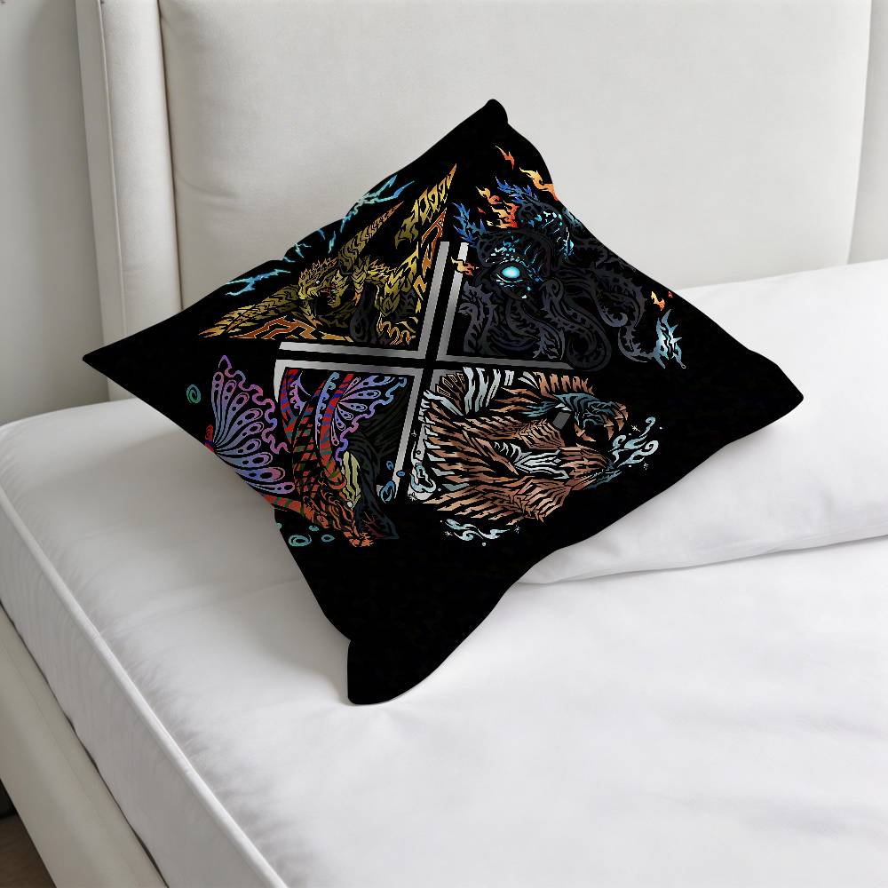 Funny MMonster HHunter Printed Pillowcase Soft Polyester Pillow Cover Home Bedding Decor Print Gift No Pillow Core