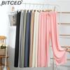BITCED Ice Silk Wide-Leg Trousers for Women Spring/Summer Lightweight Slimming Loose-Fit Drapey Breathable Straight-Leg Casual Floor-Length Trousers