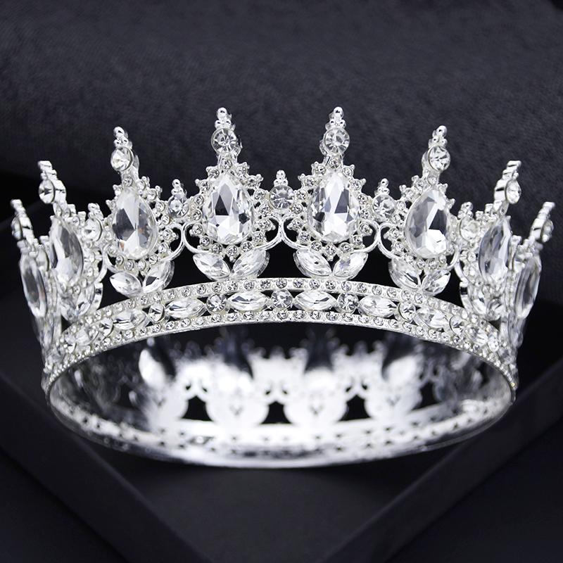 Royal Queen King Tiaras and Crowns for Women Princess Prom Wedding Party Full Round Diadem Bridal Hair Jewelry Accessories