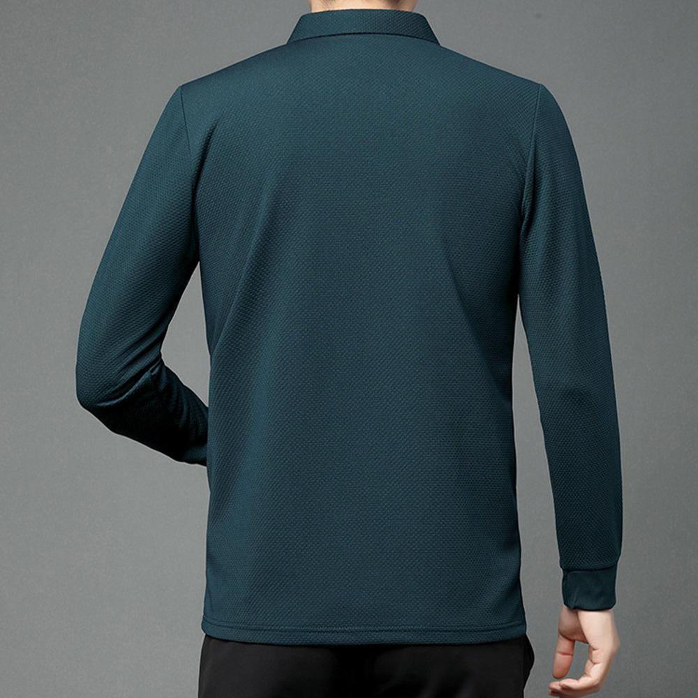 New Autumn Polo T-shirt  Mens Solid Color Waffle Long Sleeve Golf Polo Shirts Quality Ropa Hombre Social Business Polos Men