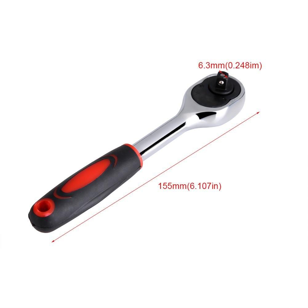 inch Swivel Ratchet 155mm Overall Ratchet Socket Direction Swivel Teardrop Repair Hand Tool xuuyuu. 1/4 Handle, 6.3mm Drive, Length, 24-Tooth Gear,