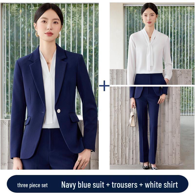 Women's Professional Suit Set: Formal Workwear for Spring and Autumn - High-End Pantsuit for Hotel Sales Managers