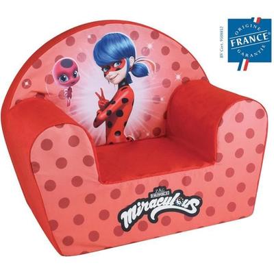 Butaca club Lady Bug - - Felpa - Para niño - An. 52 x Pr. 33 x Al. 42 cm - Origen Francia garantizado