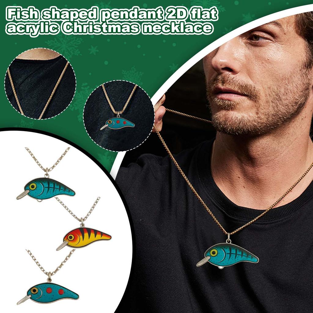 Fish Shape Pendant 2D Flat Acrylic Christmas Necklace