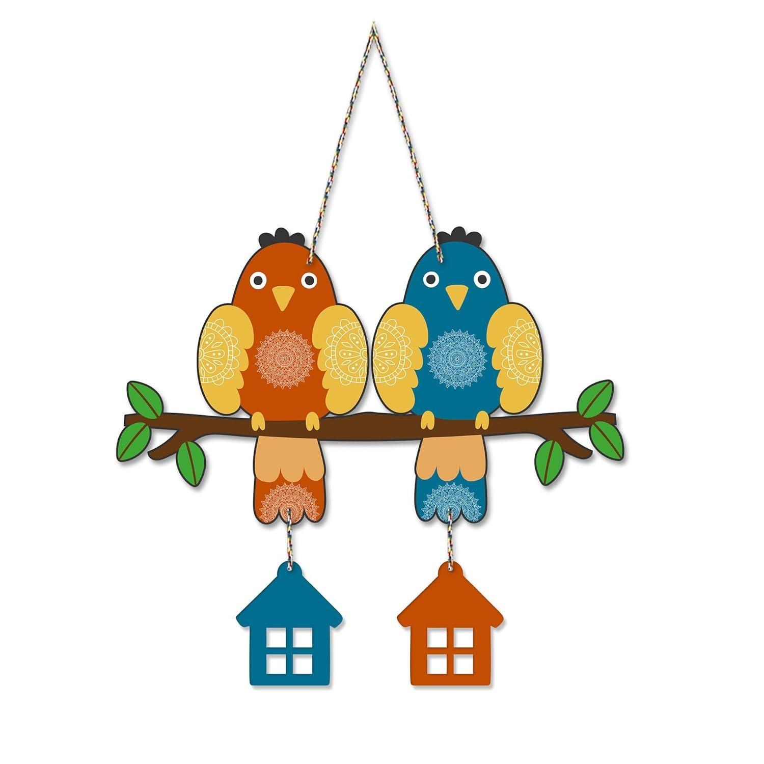 

Multicolored Pair of Birds Wooden Wall Hanging for Home Decoration | Garden Balcony | Office | Cafe | Pack of 1 Onesize