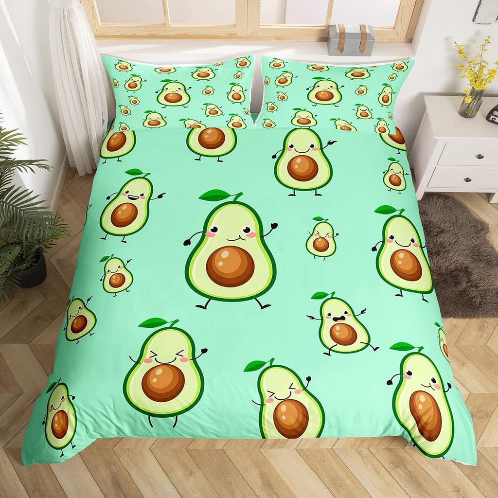Avocado Duvet Cover Three-piece Set Fun Pattern Bedding Set with Pillowcase