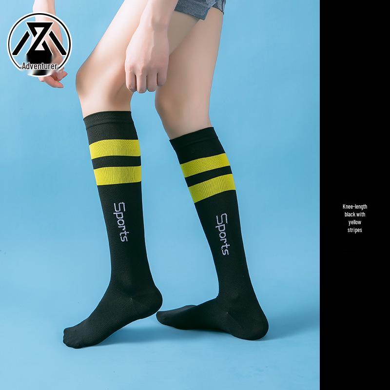 Meias de Compressão Acima do Joelho para Yoga, Aeróbica e Corrida - Design Elegante de Duas Listras