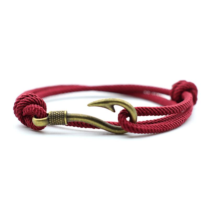 

Noter 10 Colors New Men Fishhook Bracelet Beach Navigation Surfing Cool Riding Thin Rope Braclet Homme Pulsera De Hilo Rojo Gift винный