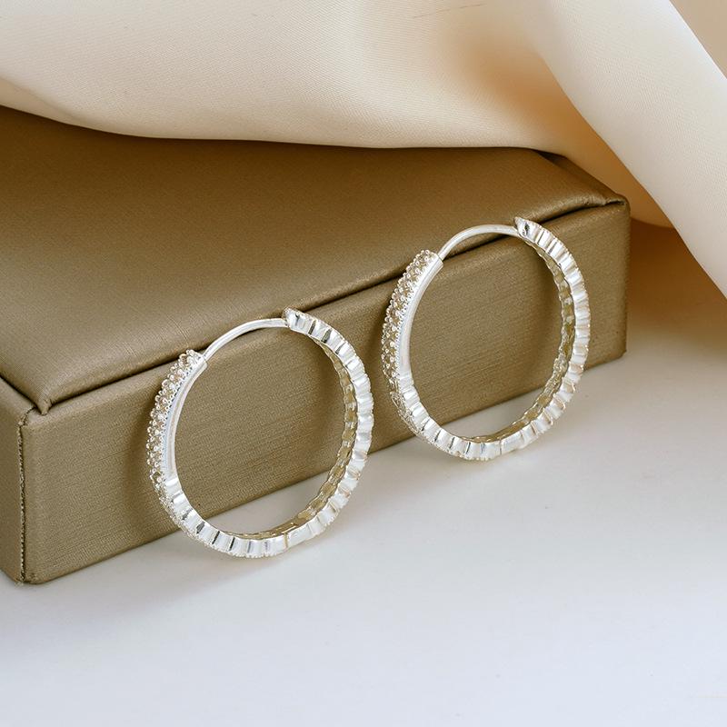 Retro Double Row Zirconia Gold Plated Hoop Earrings – Blogger Style