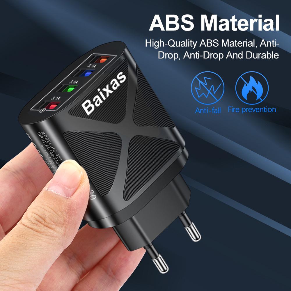 4-Port USB Travel Charger 5V/2.4A Fast Charge - AU/EU/UK/US Plug