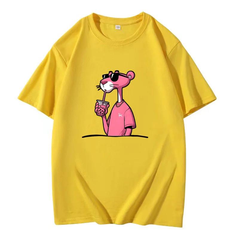 Summer 100% Cotton Women Fashion Hip-hop T-shirt Pink Leopard Print T-shirt Round Neck Comfortable Casual Short-sleeved Top