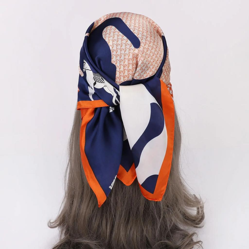 70*70cm Spring and New Small Square Scarf Outdoor Luxury Hairband Small Headscarf Soft Silky Kerchief Hijab Lady