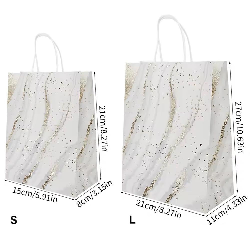 6Pcs Gold Marble Gift Bag with Handle Paper Gift Wrapping Bags for Birthday Wedding Party Supplies
