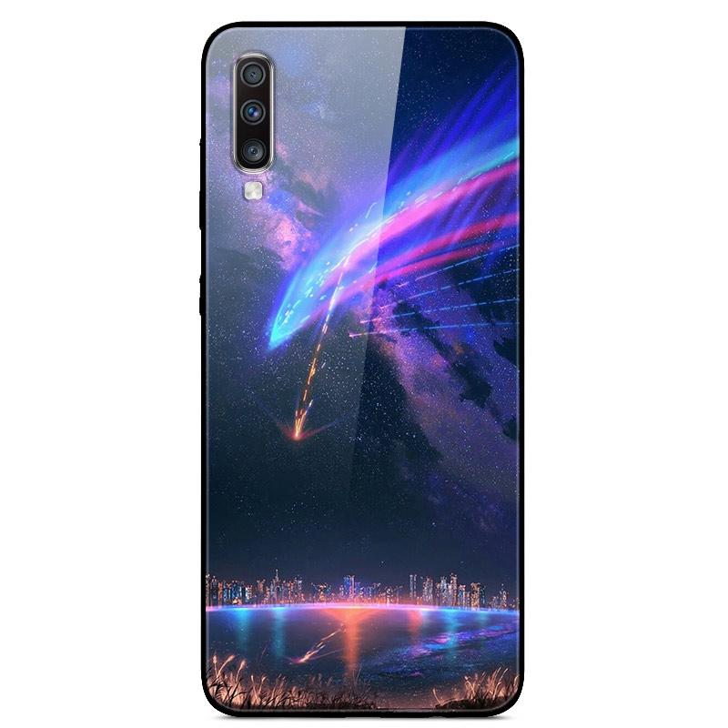For Samsung A70 Case Cute Pattern Tempered Glass Back Hard Cover Case For Samsung Galaxy A70 Phone Cases Coque A70S A 70 Fundas