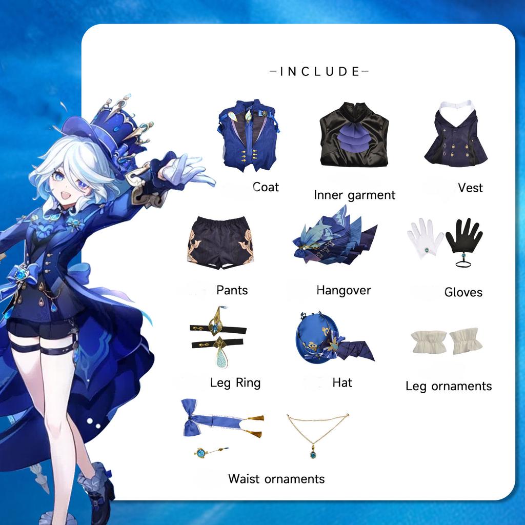 Focalors Genshin Impact Cospaly Costume Adult Party Dressing Anime Show Clothing