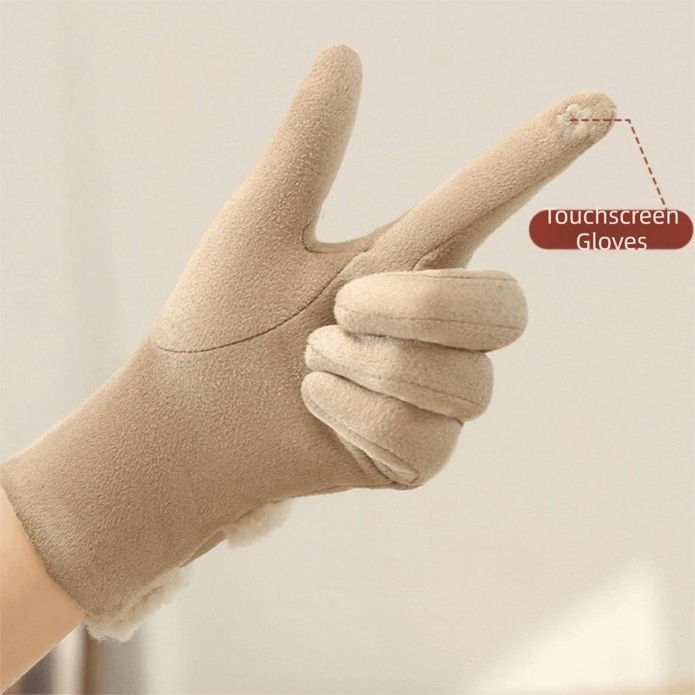 Fleece Women Suede Gloves Windproof Cycling Mittens Fashion Winter Women's Gloves Mom