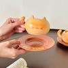 Cartoon Cat Shape Ceramic Coffee Cup Cute Cute Latte Cup Breakfast Milk Cup Coffee Cup Saucer Set