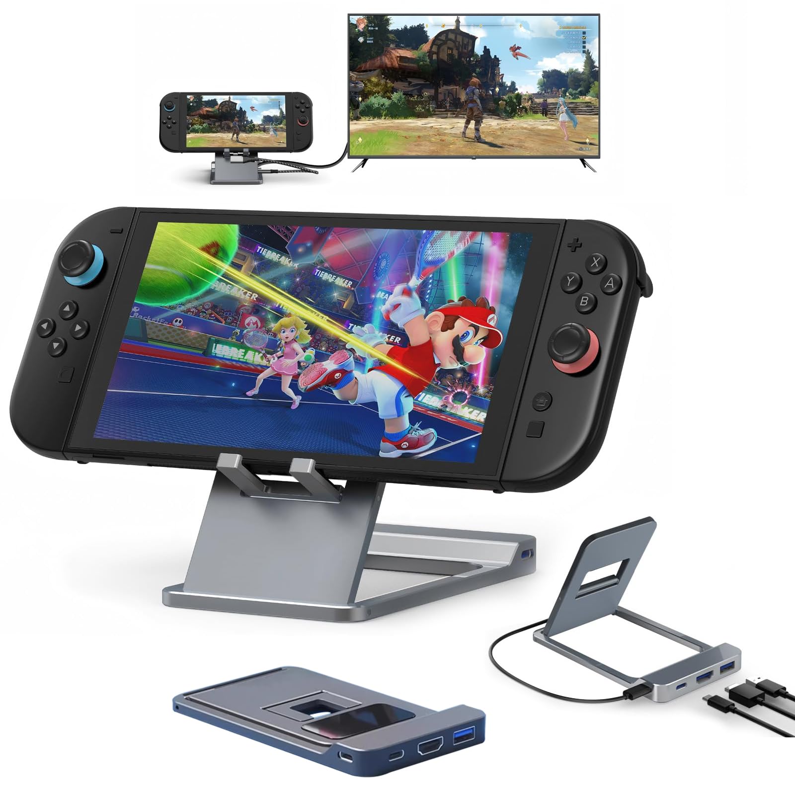 

Dock stand for Switch 2 Alloy foldable for TV mode expansion dock conversion adapter for Switch Switch Old compatible TV dock HDMI 4K Alloy outer