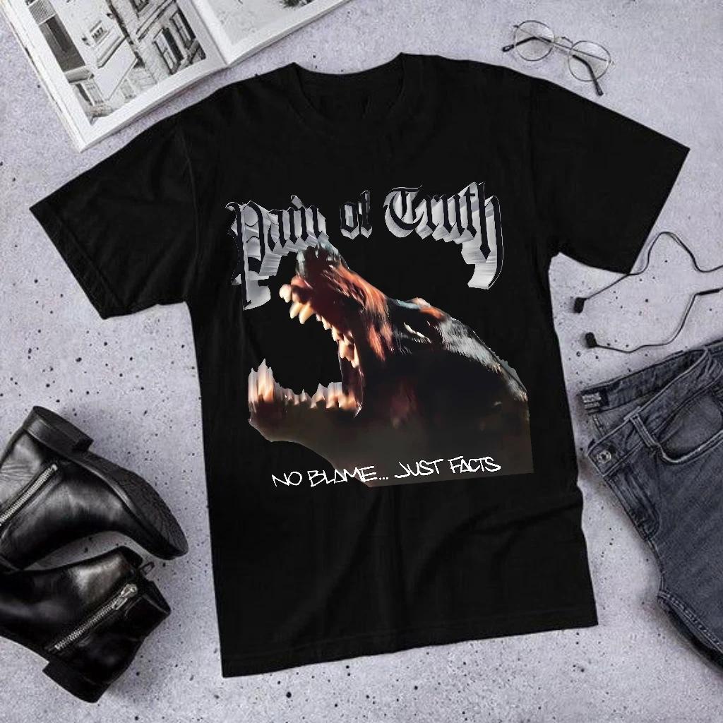 

Charcoal T-Shirt with Pain of Truth No Blame... Just Facts Message, All Sizes S