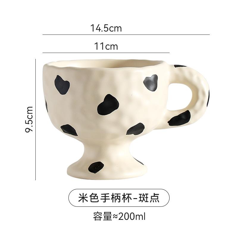 Retro Creative Ceramic Mug Hand Drawn Irregular High Legged Coffee Mug Milk Tea Cup Beverage Cup Household Tea Cup Water Cups
