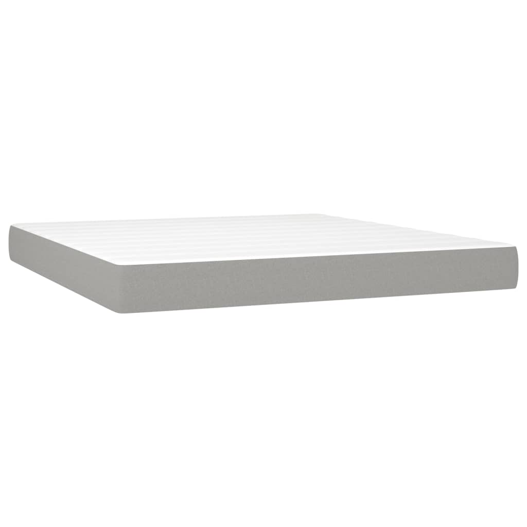 Box Spring Bed with Mattress Light Grey 160 x 200 cm Fabric