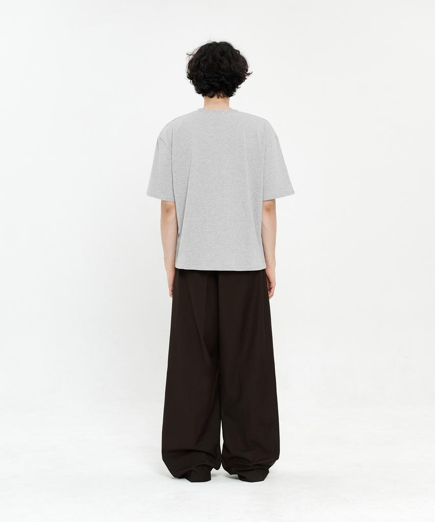 SIGNATURE Single-Pleat Wide Slacks [Deep Brown]