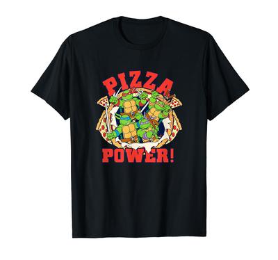 Teenage Mutant Ninja Turtles Gruppe Klassisches Pizza Power Logo T-Shirt