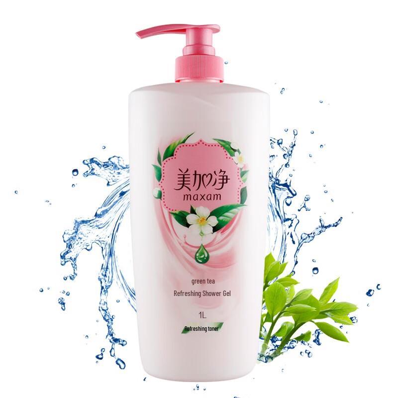Maxam Green Tea Refreshing Shower Gel, 3 x 1L Family Pack 3 x 1L