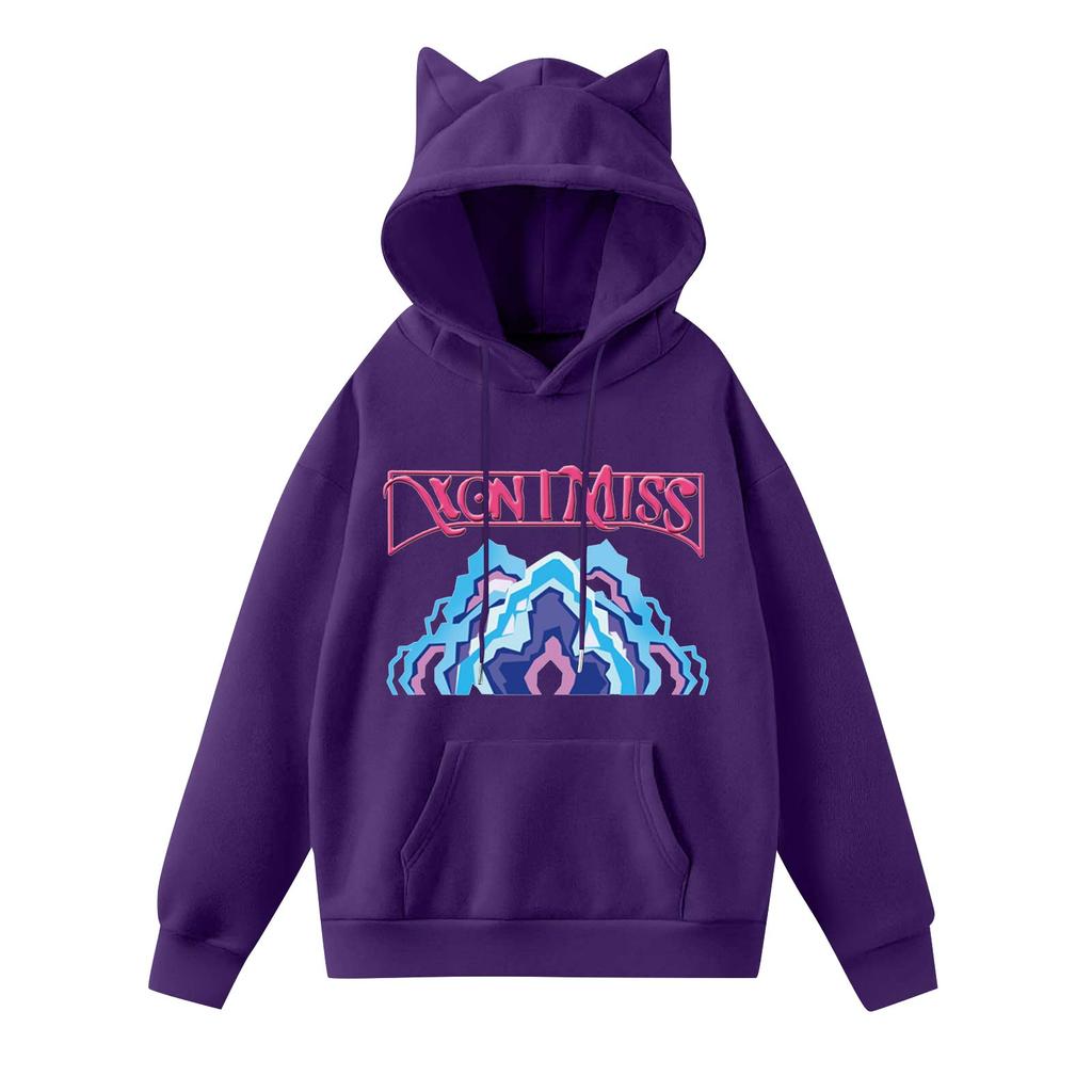 Ladies Fashion Casual Long Sleeve Printed Round Neck Hoodie Pullover Top With  Pockets